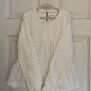Mini Boden White Long-Sleeve Peplum Top Frilly Easter Top Size 8-9 Years